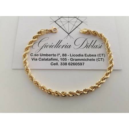 BRACCIALE ORO GIALLO 18 Karati 750% Uomo Donna Unisex Maglia Catena CORDA Laser - 1
