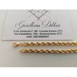 BRACCIALE ORO GIALLO 18 Karati 750% Uomo Donna Unisex Maglia Catena CORDA Laser - 1 2