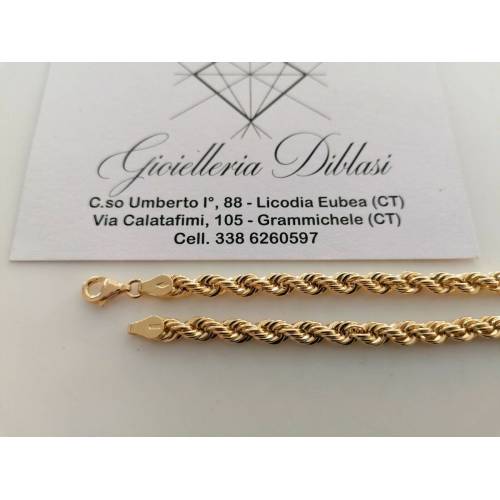 BRACCIALE ORO GIALLO 18 Karati 750% Uomo Donna Unisex Maglia Catena CORDA Laser - 2