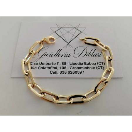 BRACCIALE Donna In ORO GIALLO 18 Karati 750% Modello Maglia CATENA Larga Lucida - 1