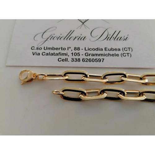 BRACCIALE Donna In ORO GIALLO 18 Karati 750% Modello Maglia CATENA Larga Lucida - 2