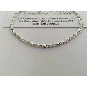 BRACCIALE ORO BIANCO 18 Karati 750% Maglia Catena Uomo Donna Manifattura Italia - 1 2