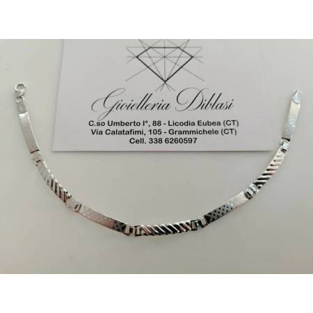 BRACCIALE ORO BIANCO 18 Karati 750% Uomo Modello SEMIRIGIDO Manifattura Italiana - 1