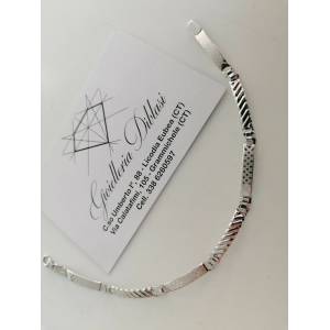 BRACCIALE ORO BIANCO 18 Karati 750% Uomo Modello SEMIRIGIDO Manifattura Italiana - 1 2