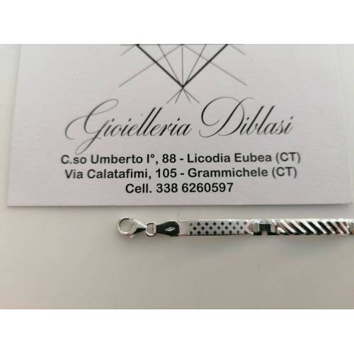 BRACCIALE ORO BIANCO 18 Karati 750% Uomo Modello SEMIRIGIDO Manifattura Italiana - 3