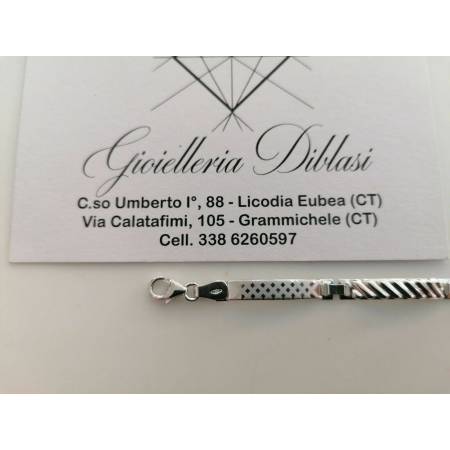 BRACCIALE ORO BIANCO 18 Karati 750% Uomo Modello SEMIRIGIDO Manifattura Italiana - 3