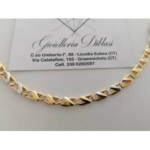 BRACCIALE In ORO 18 Karati 750% Uomo Donna Bicolore GIALLO BIANCO Maglia Catena - 1