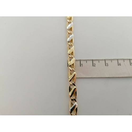BRACCIALE In ORO 18 Karati 750% Uomo Donna Bicolore GIALLO BIANCO Maglia Catena - 3