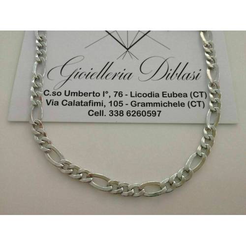 COLLANA COLLIER Uomo Donna ORO BIANCO 18 KARATI 750% Girocollo CATENA Maglia 3+1 - 1