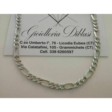 COLLANA COLLIER Uomo Donna ORO BIANCO 18 KARATI 750% Girocollo CATENA Maglia 3+1 - 1