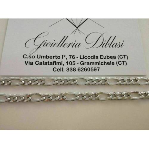 COLLANA COLLIER Uomo Donna ORO BIANCO 18 KARATI 750% Girocollo CATENA Maglia 3+1 - 2