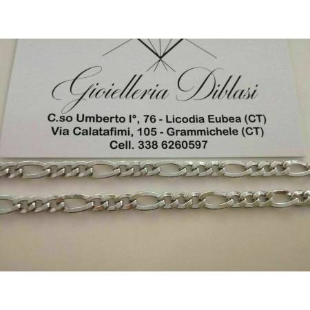 COLLANA COLLIER Uomo Donna ORO BIANCO 18 KARATI 750% Girocollo CATENA Maglia 3+1 - 2