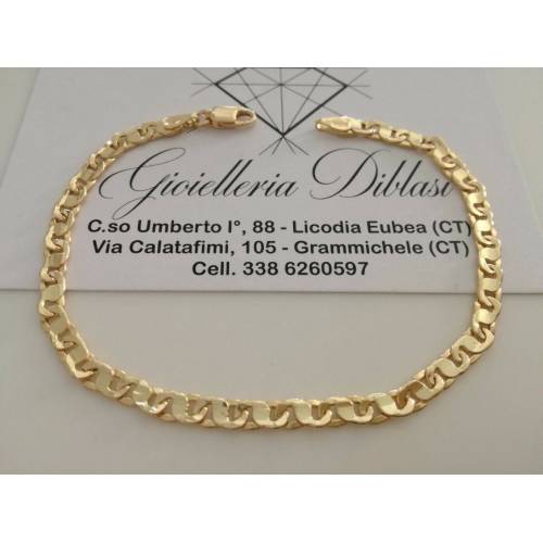 BRACCIALE Uomo Donna Unisex ORO GIALLO 18 Karati 750%/1000 Maglia CATENA Italia - 1