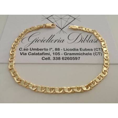 BRACCIALE Uomo Donna Unisex ORO GIALLO 18 Karati 750%/1000 Maglia CATENA Italia - 1