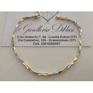 BRACCIALE In ORO 18 Karati 750% Uomo Donna Bicolore GIALLO BIANCO Maglia Catena - 1