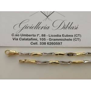 BRACCIALE In ORO 18 Karati 750% Uomo Donna Bicolore GIALLO BIANCO Maglia Catena - 1 2