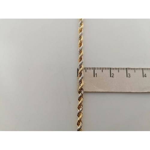 BRACCIALE ORO 18 Karati 750% Donna Bicolore GIALLO BIANCO Catena Maglia CORDA - 3