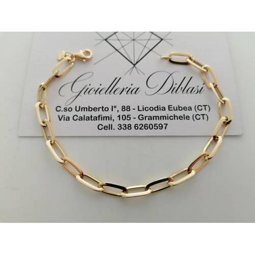 BRACCIALE Donna In ORO GIALLO 18 Karati 750%/1000 Maglia A CATENA Larga Lucida - 1