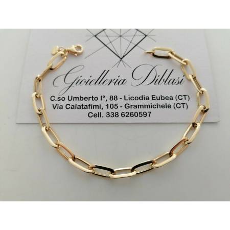 BRACCIALE Donna In ORO GIALLO 18 Karati 750%/1000 Maglia A CATENA Larga Lucida - 1