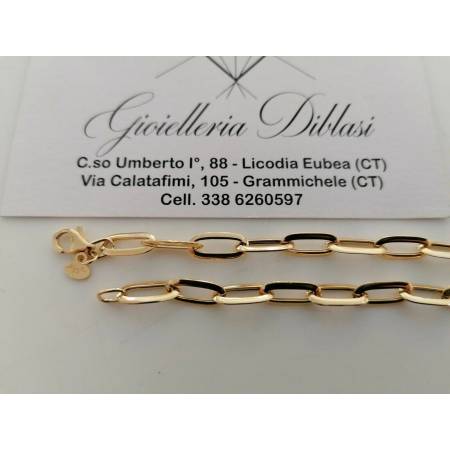 BRACCIALE Donna In ORO GIALLO 18 Karati 750%/1000 Maglia A CATENA Larga Lucida - 2