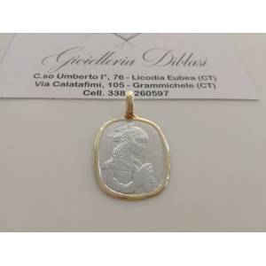 MEDAGLIA CIONDOLO PENDENTE MADONNA BICOLORE (18 KT 750%) - 1