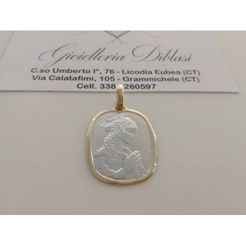 MEDAGLIA CIONDOLO PENDENTE MADONNA BICOLORE (18 KT 750%) - 1