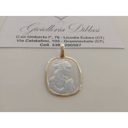 MEDAGLIA CIONDOLO PENDENTE MADONNA BICOLORE (18 KT 750%) - 1