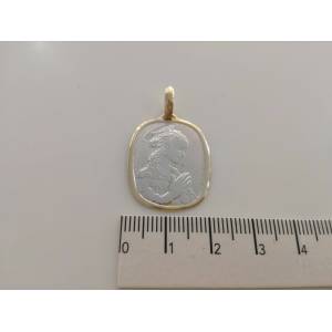 MEDAGLIA CIONDOLO PENDENTE MADONNA BICOLORE (18 KT 750%) - 1 2