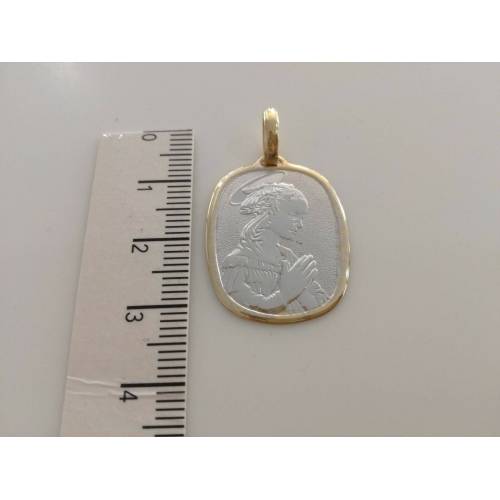 MEDAGLIA CIONDOLO PENDENTE MADONNA BICOLORE (18 KT 750%) - 3