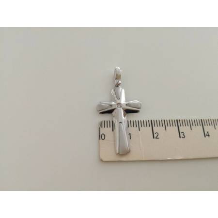 CIONDOLO CROCE Oro 18 Karati 750% Oro Bianco e Diamante Pendente Made in Italia - 2