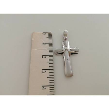 CIONDOLO CROCE Oro 18 Karati 750% Oro Bianco e Diamante Pendente Made in Italia - 3