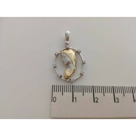 MEDAGLIA CIONDOLO PENDENTE MADONNA IN ORO BICOLORE E ZAFFIRI (18 KT 750%) - 2