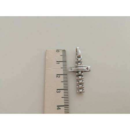CIONDOLO CROCE Pendente Oro 18 Kt 750% Oro Bianco Uomo Donna Unisex Made Italy - 3