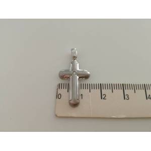 CIONDOLO CROCE Pendente Oro 18 Karati 750% Oro Bianco e Diamante made in Italia - 1 2