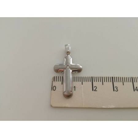 CIONDOLO CROCE Pendente Oro 18 Karati 750% Oro Bianco e Diamante made in Italia - 2