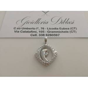 MEDAGLIA CIONDOLO PENDENTE CON LA MADONNA IN ORO BIANCO (18 KT 750%) - 1