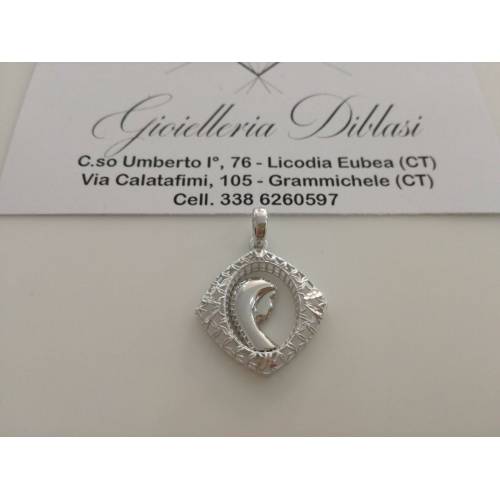 MEDAGLIA CIONDOLO PENDENTE CON LA MADONNA IN ORO BIANCO (18 KT 750%) - 1