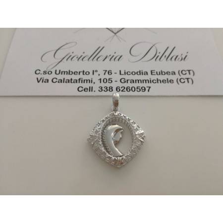 MEDAGLIA CIONDOLO PENDENTE CON LA MADONNA IN ORO BIANCO (18 KT 750%) - 1