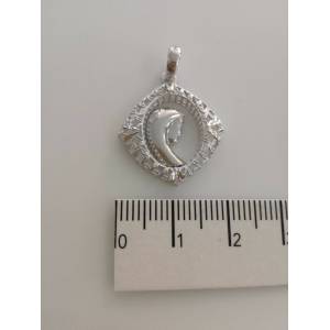 MEDAGLIA CIONDOLO PENDENTE CON LA MADONNA IN ORO BIANCO (18 KT 750%) - 1 2