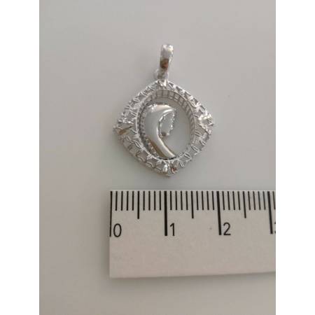 MEDAGLIA CIONDOLO PENDENTE CON LA MADONNA IN ORO BIANCO (18 KT 750%) - 2