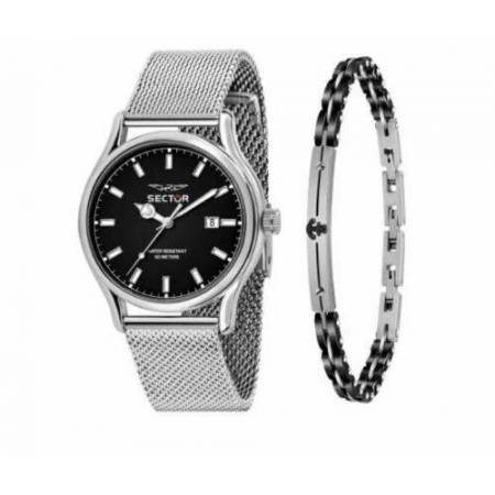 OROLOGIO SECTOR 660 Uomo Acciaio MULTIFUNZIONE Argento Nero Datario R3253517025 - 1