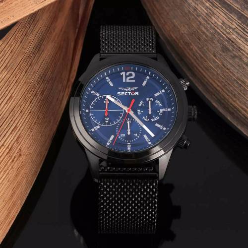 OROLOGIO SECTOR 670 Uomo Polso Acciaio Nero CRONOGRAFO Multifunzione R3253540008 - 6