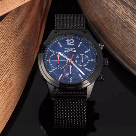 OROLOGIO SECTOR 670 Uomo Polso Acciaio Nero CRONOGRAFO Multifunzione R3253540008 - 6