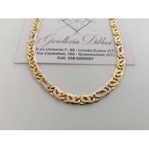 COLLANA Unisex ORO Bicolor GIALLO BIANCO 18 Karati 750% COLLIER Catena Girocollo - 1