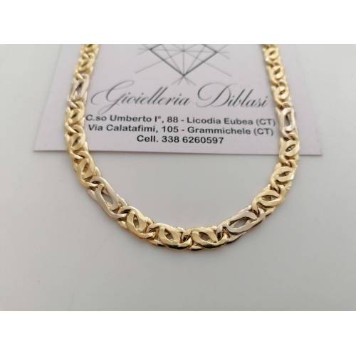 COLLANA Unisex ORO Bicolor GIALLO BIANCO 18 Karati 750% COLLIER Catena Girocollo - 1