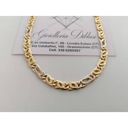 COLLANA Unisex ORO Bicolor GIALLO BIANCO 18 Karati 750% COLLIER Catena Girocollo - 1