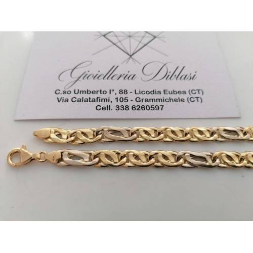 COLLANA Unisex ORO Bicolor GIALLO BIANCO 18 Karati 750% COLLIER Catena Girocollo - 2