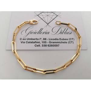 BRACCIALE Da Donna In ORO GIALLO 18 Karati 750%/1000 Maglia CATENA Larga Lucida - 1