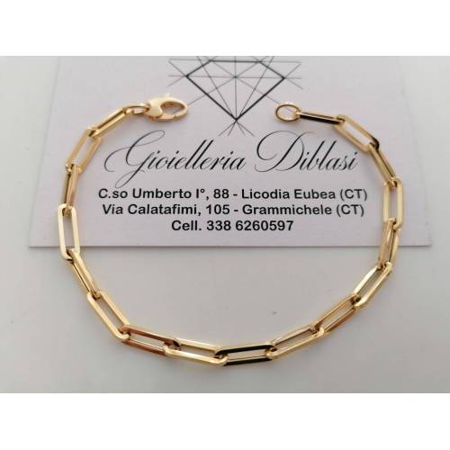 BRACCIALE Da Donna In ORO GIALLO 18 Karati 750%/1000 Maglia CATENA Larga Lucida - 1