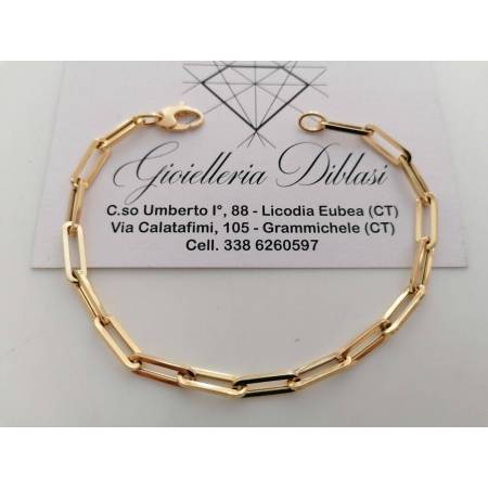 BRACCIALE Da Donna In ORO GIALLO 18 Karati 750%/1000 Maglia CATENA Larga Lucida - 1